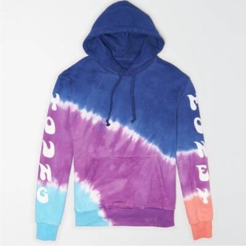 American Eagle Young Money blue tie dye hoodie L